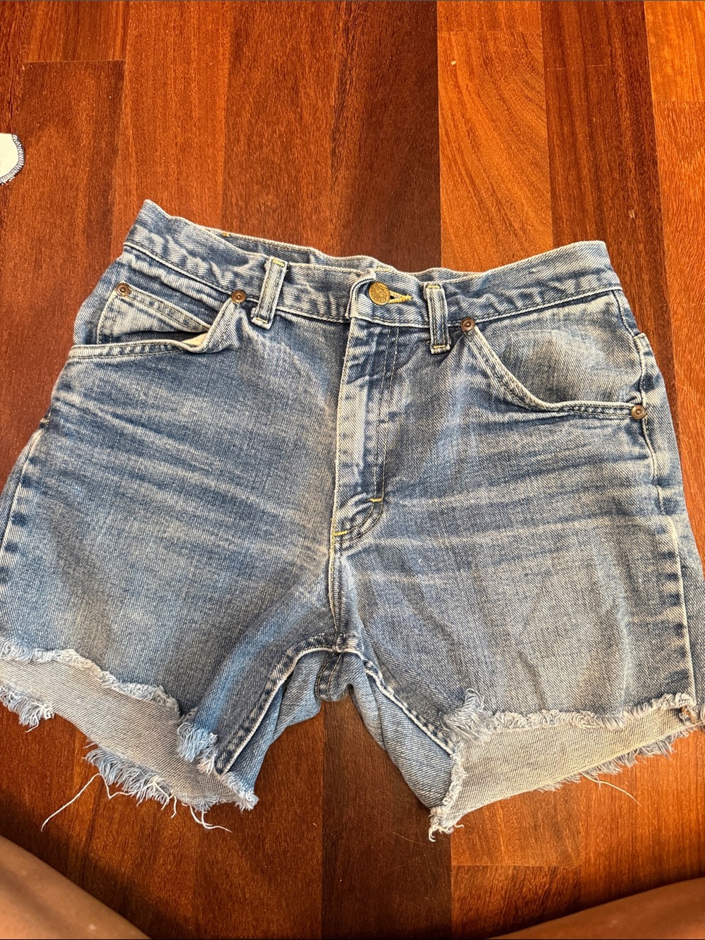 Lee Light Blue Frayed Hem Denim Shorts